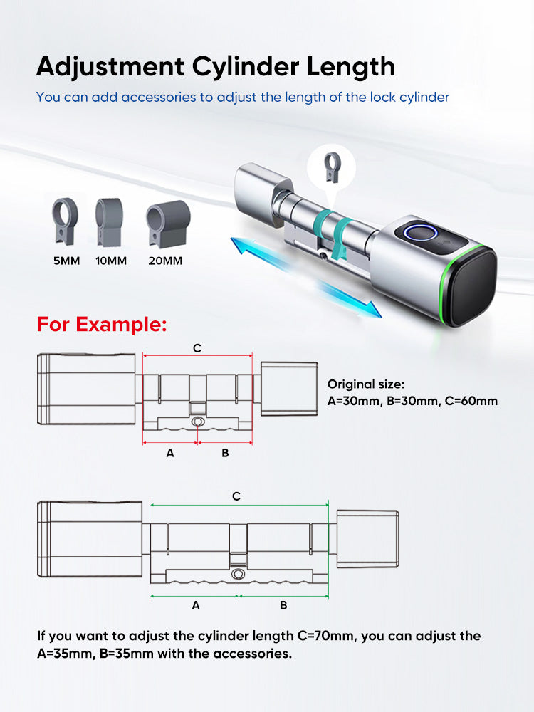 SmartUK R3 Smart Fingerprint Cylinder Lock