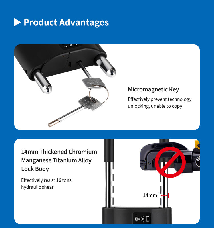 SmartUK P6 Motorcycle Smart Fingerprint Padlock