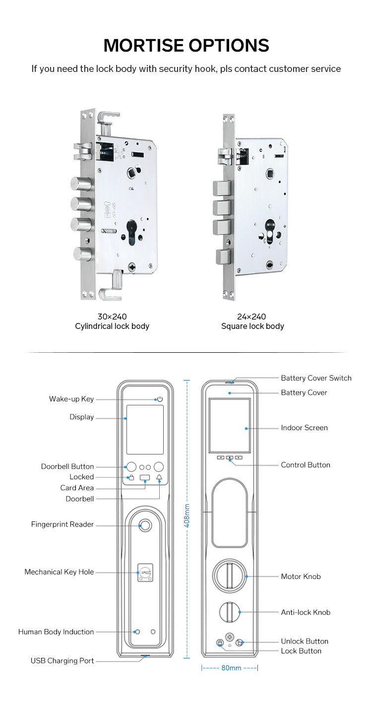 SmartUK F5 Face & Door Viewer Smart Fingerprint Door Lock