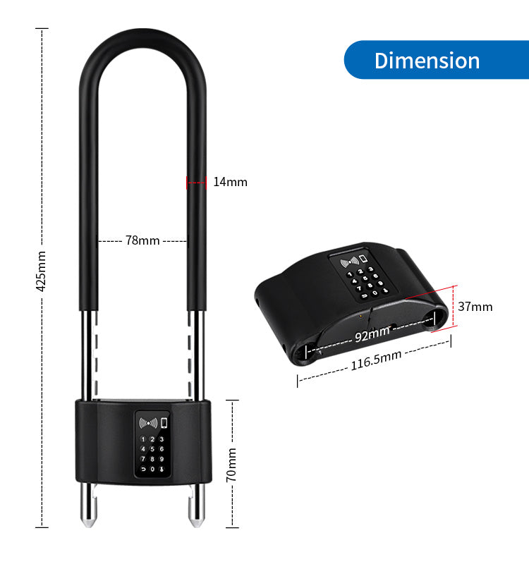 SmartUK P6 Motorcycle Smart Fingerprint Padlock