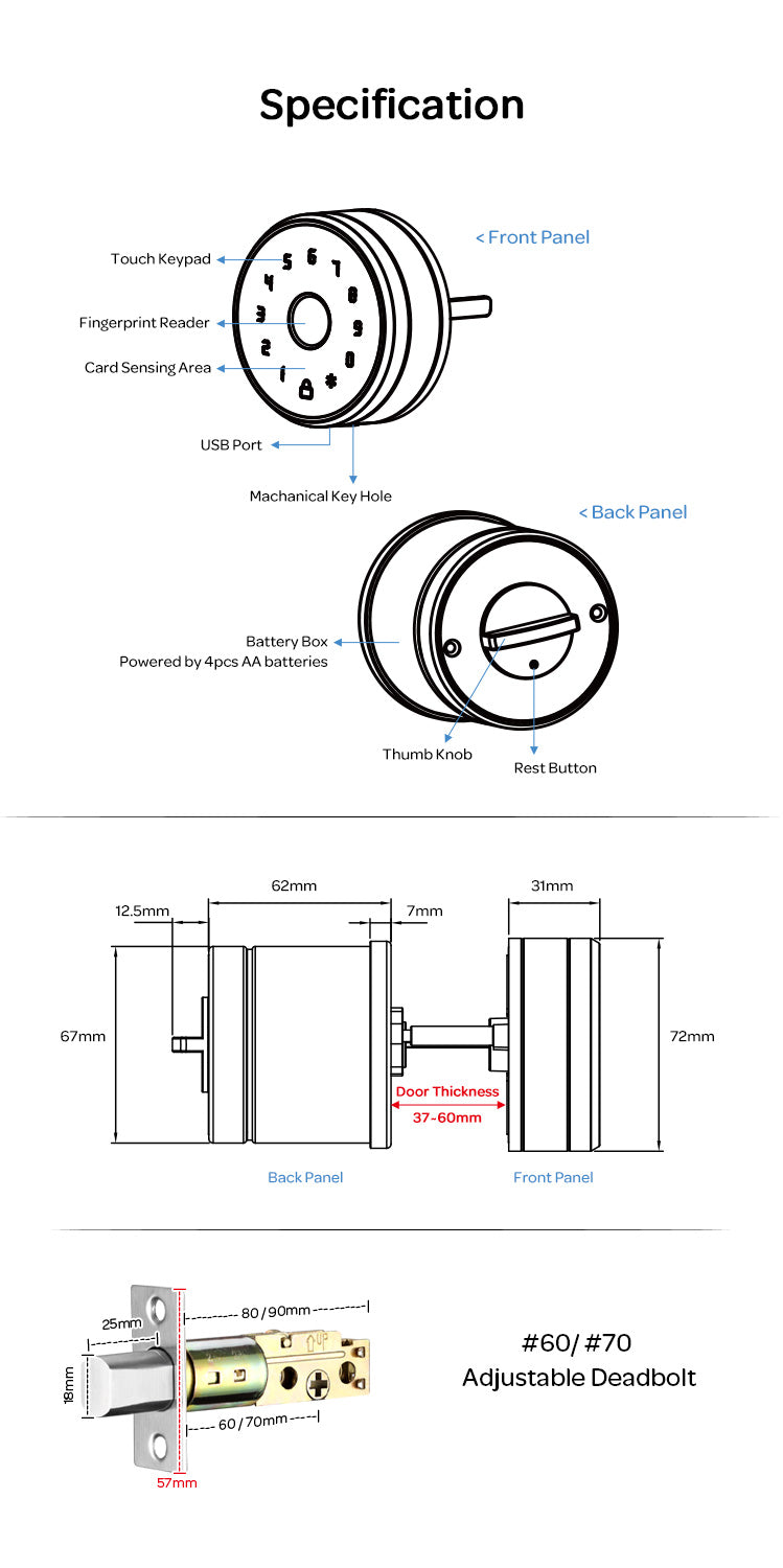 SmartUK R10-T4 Smart Deadbolt Lock