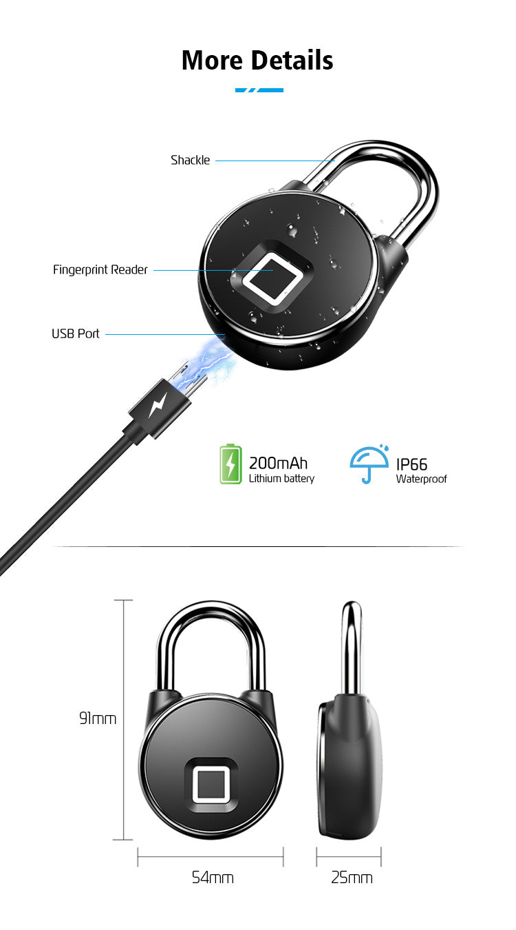 SmartUK P3 Smart Fingerprint Padlock