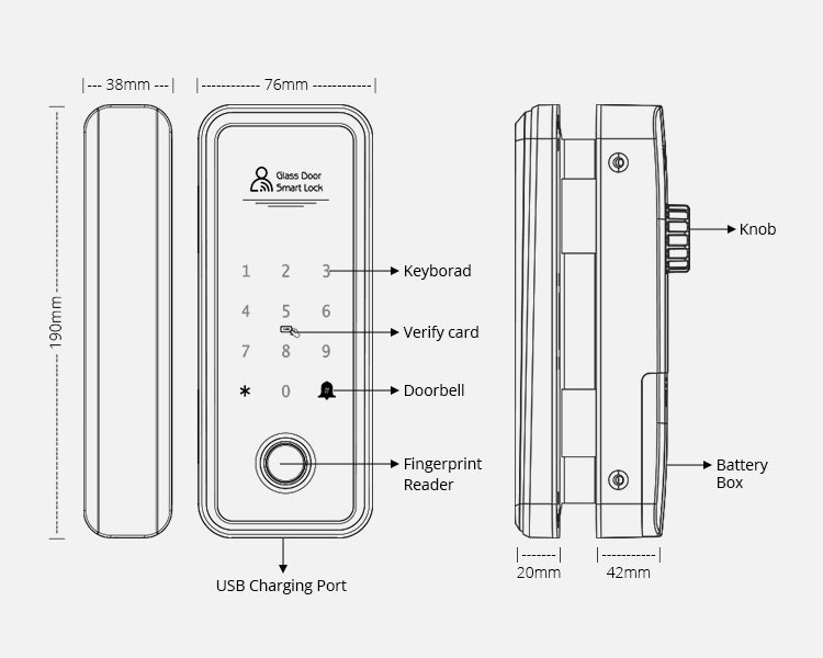 SmartUK G04 Smart Fingerprint Glass Lock